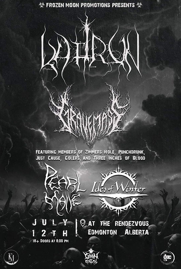 KAFIRUN band tour concert poster image for Edmonton AB Canada. Performace date: July 12 2024.