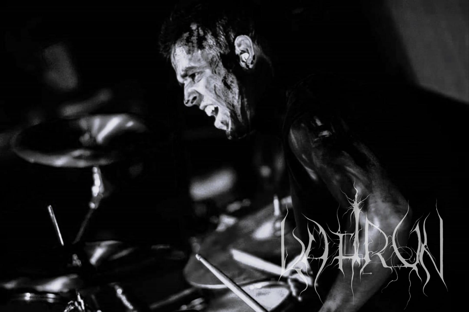 KAFIRUN band, drummer Mesmorphion live photo.